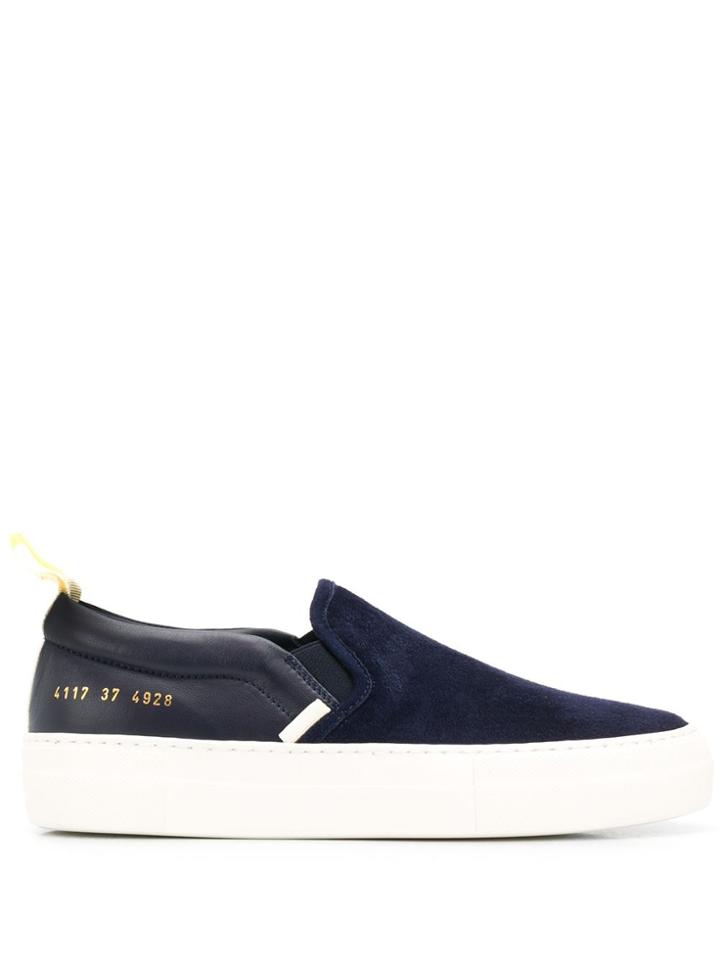 Common Projects Slip On In Leather And Suede - Blue