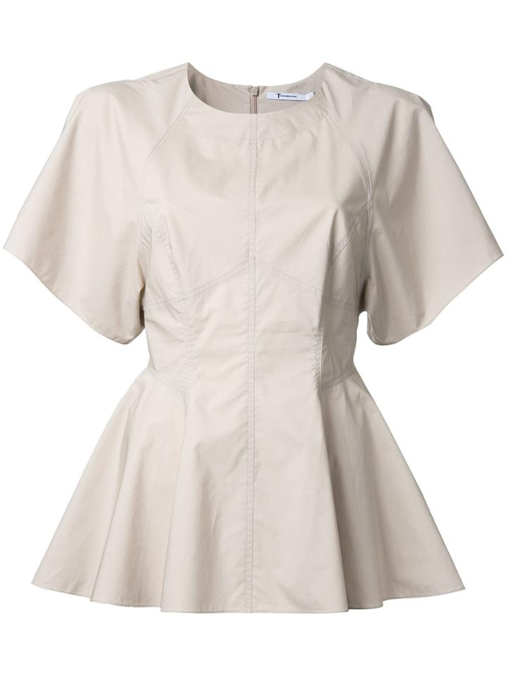 T By Alexander Wang Flared Trim Blouse - Nude & Neutrals