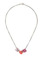 Chanel Vintage Logo, Heart And Clover Charm Pendants Necklace, Women's, Grey