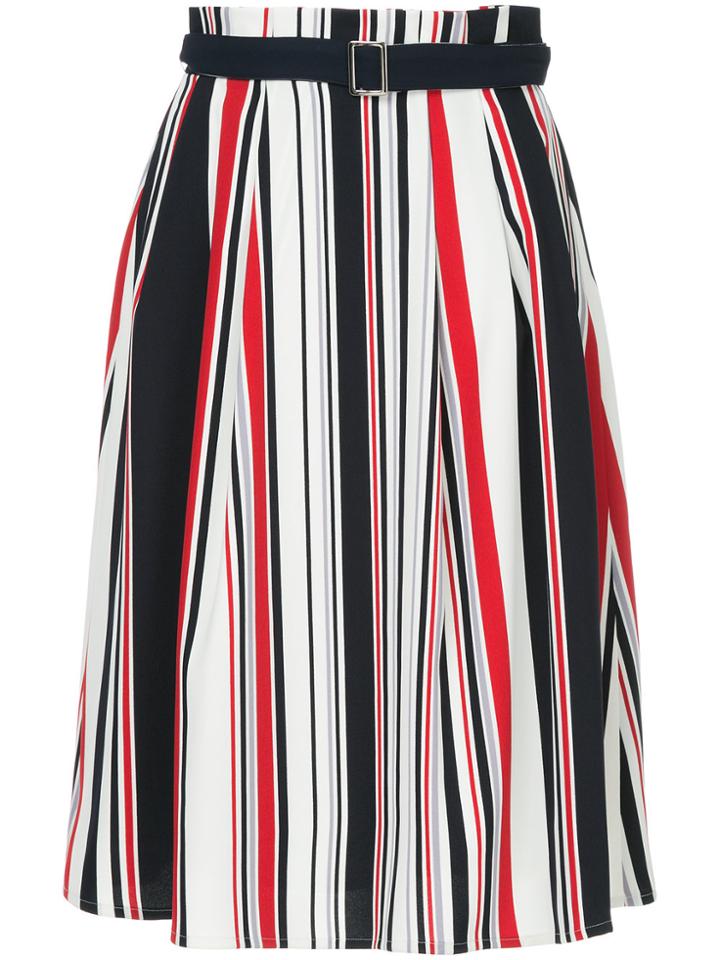 Guild Prime Striped Belted Skirt - Multicolour