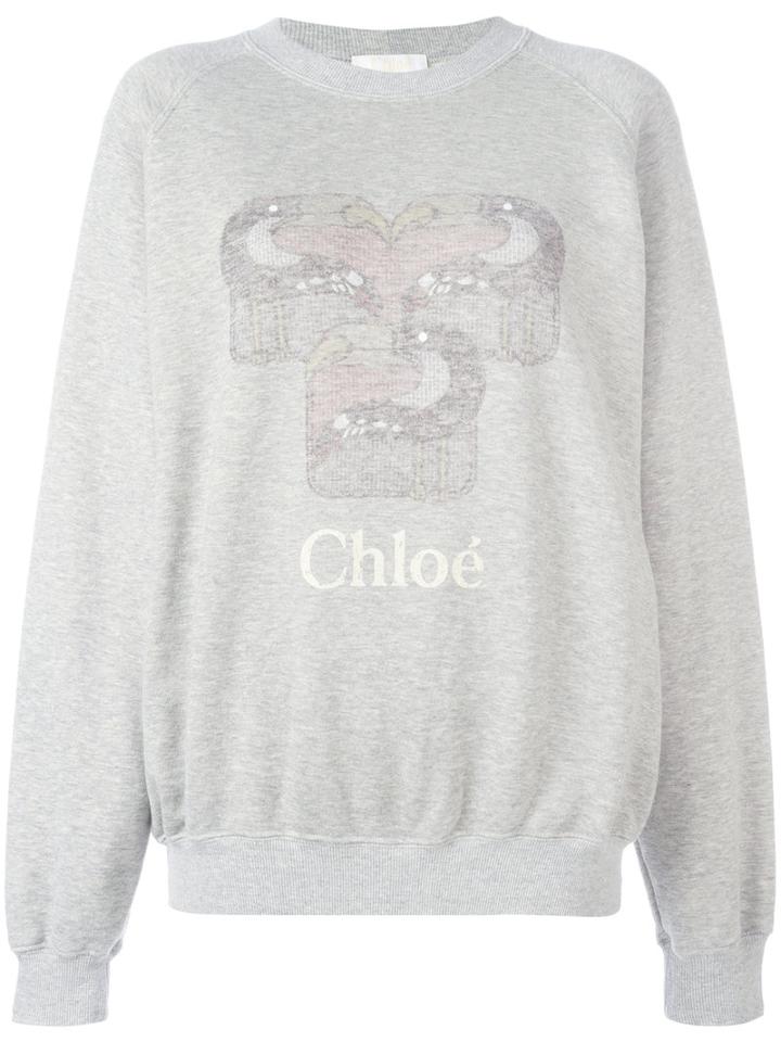 Chloé Toucan Print Sweatshirt, Women's, Size: Large, Nude/neutrals, Cotton/spandex/elastane