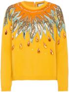 Gucci Leather Appliqué Wool Sweater - Yellow & Orange