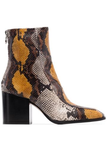 Aeyde Lidia Snake Print Boots - Brown