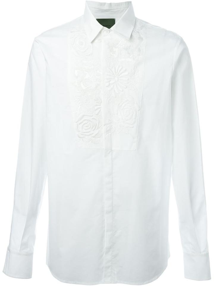 Amen Flower Embroidered Bib Shirt