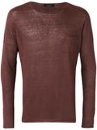 Roberto Collina - Fine Knit Jumper - Men - Linen/flax - 52, Pink/purple, Linen/flax