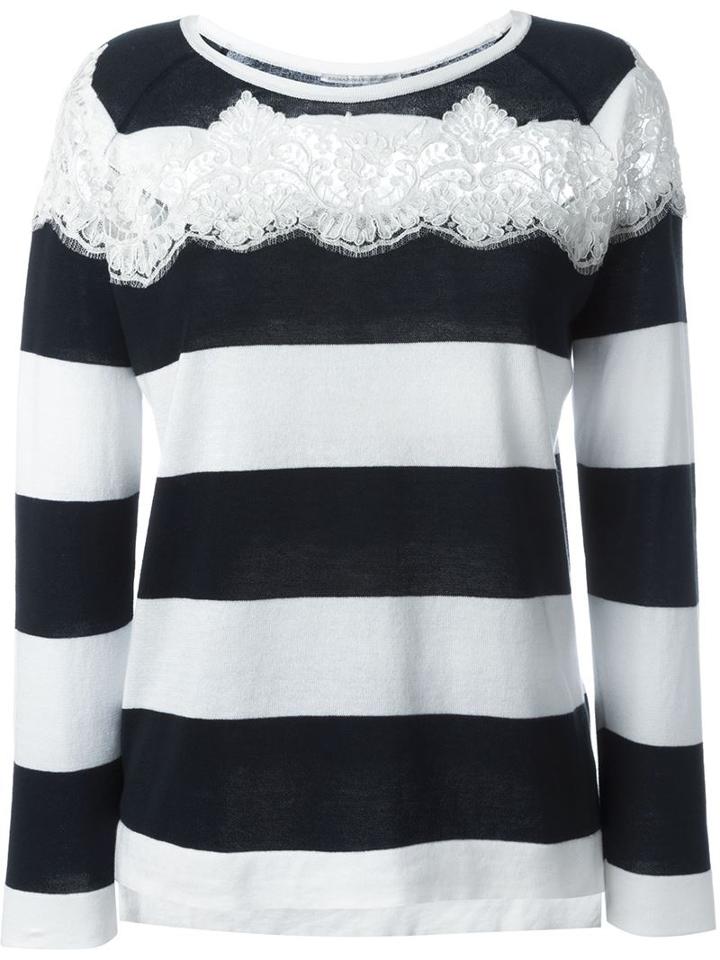 Ermanno Scervino Lace Panel Stripe Top
