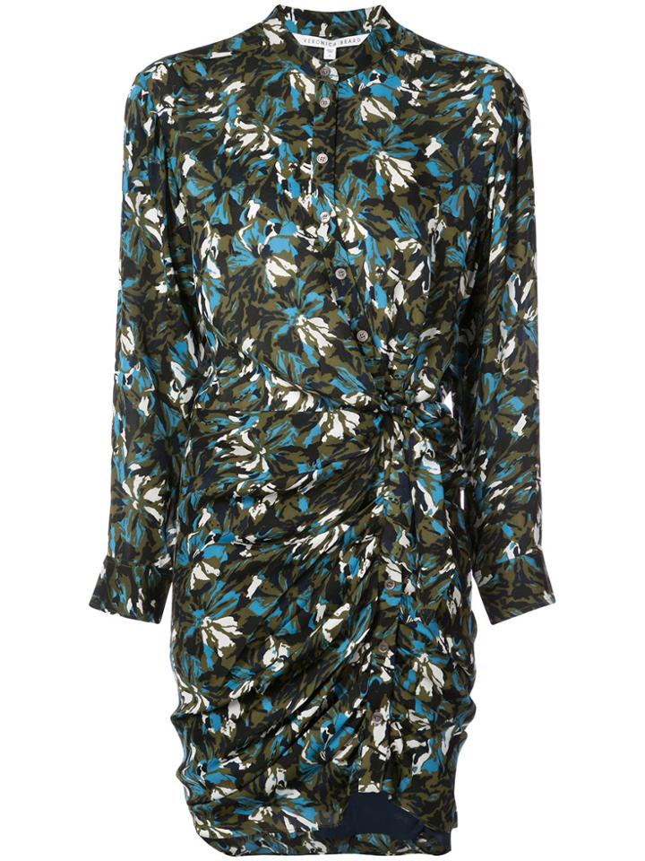 Veronica Beard Ruched Shirt Dress - Green