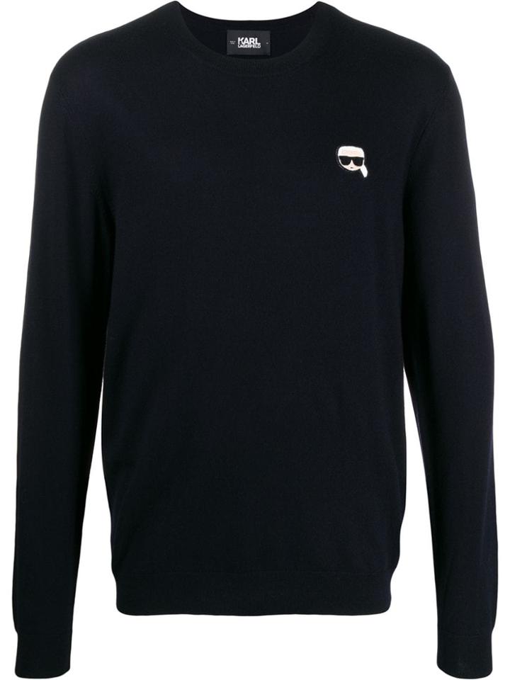 Karl Lagerfeld Karl Logo Embroidered Sweater - Blue