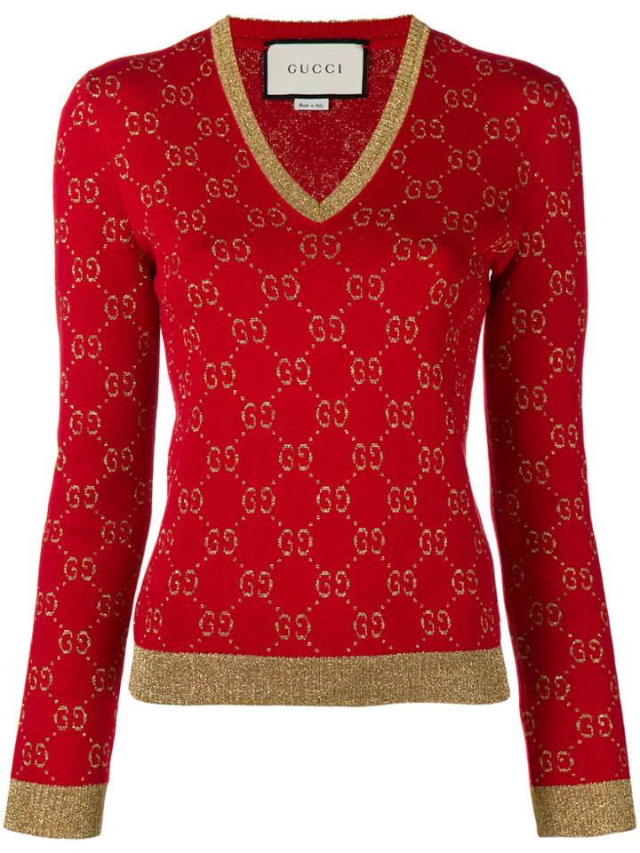 Gucci Gg Lurex Knit Jumper - Red