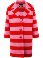 Boutique Moschino Striped Coat, Women's, Size: 40, Red, Cotton/polyamide/acetate/rayon