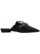 Reike Nen Black Baloon Drawstring Leather Slippers