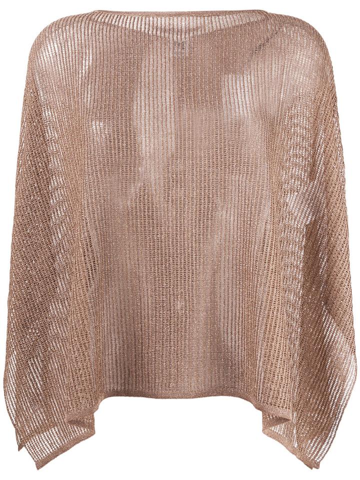 M Missoni - Lurex Cape Jumper - Women - Polyamide/polyester/viscose/metallic Fibre - One Size, Women's, Brown, Polyamide/polyester/viscose/metallic Fibre
