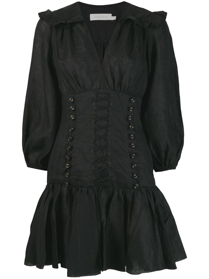 Zimmermann Lace-up Dress - Black