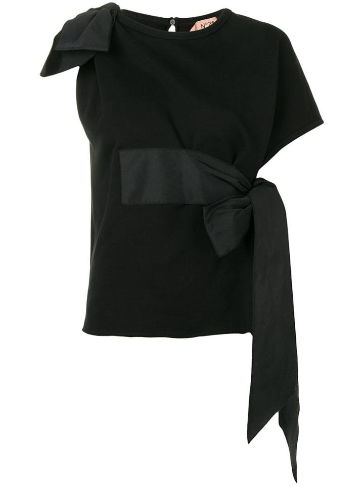 No21 Asymmetric Bow T-shirt - Black