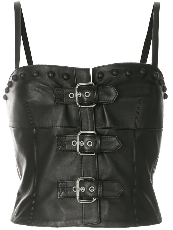 Red Valentino Buckled Leather Tank Top - Black