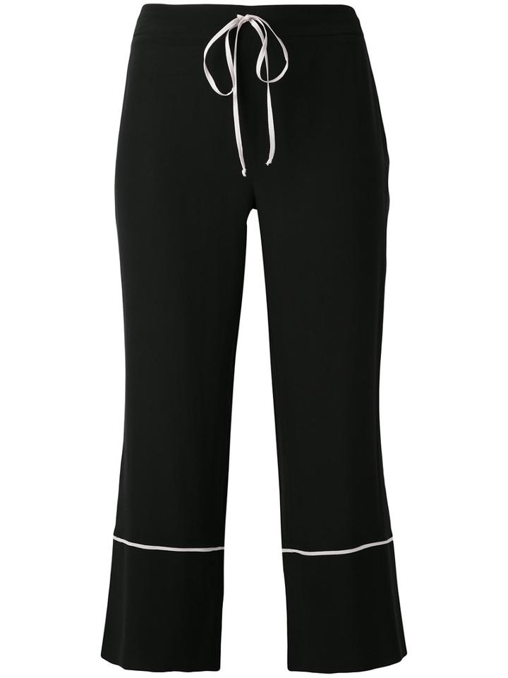 Silk Drawstring Trousers - Women - Cotton - 40, Black, Cotton, L'autre Chose