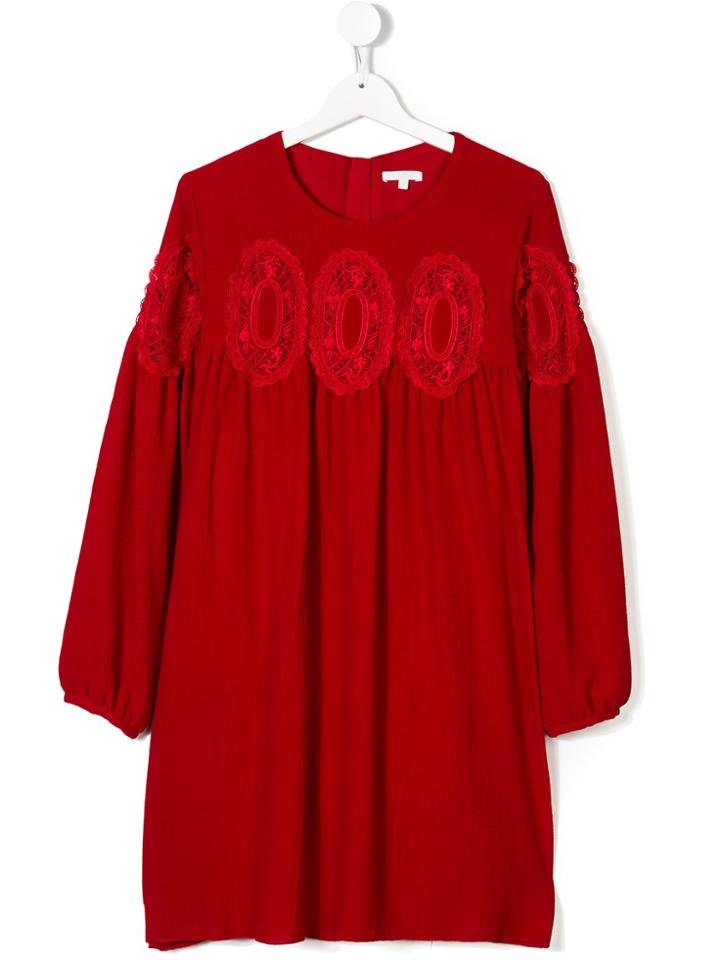 Chloé Kids Broderie Anglaise Dress - Red