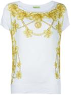 Versace Jeans Floral Print T-shirt, Women's, Size: Medium, White, Polyester/modal