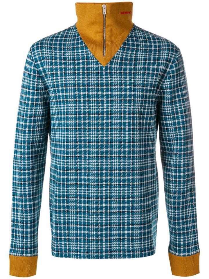 Calvin Klein 205w39nyc Checked Full Neck Jumper - Blue