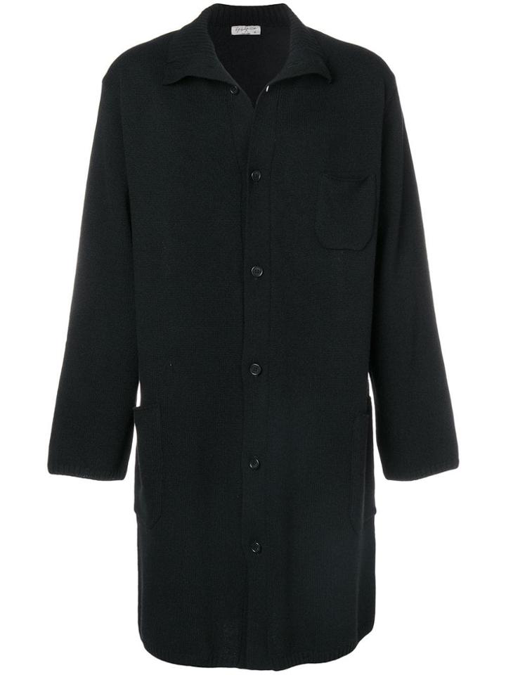 Yohji Yamamoto Back Print Coat - Black