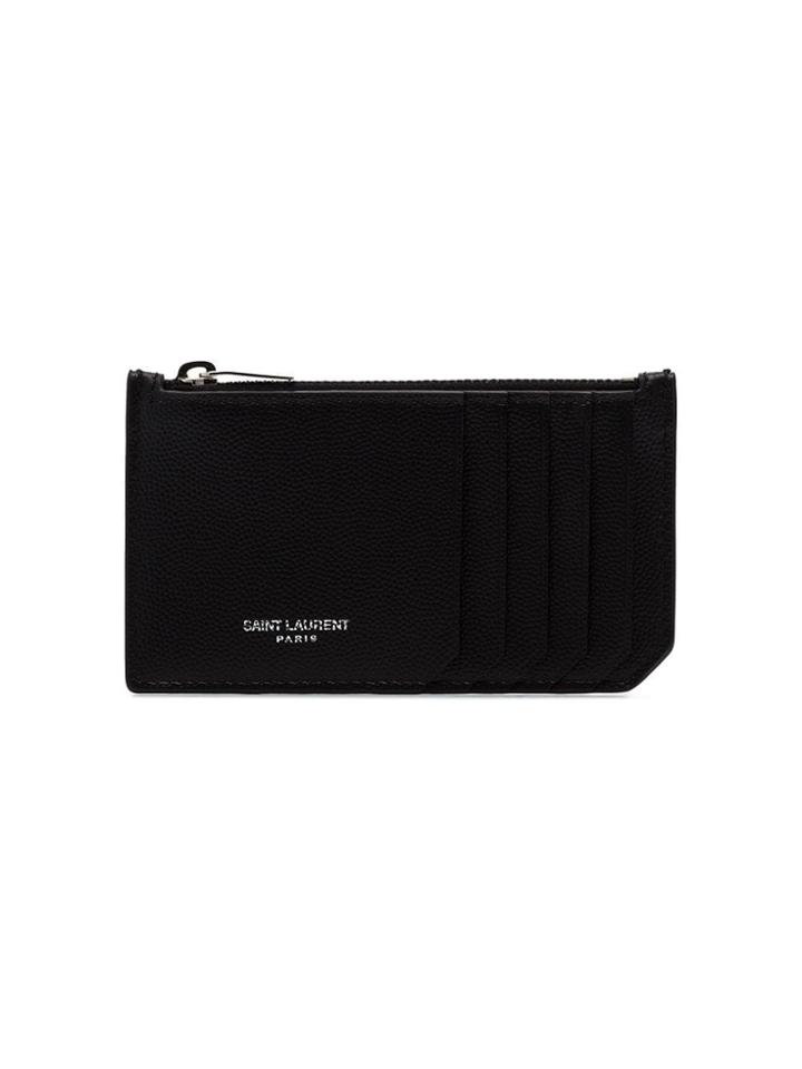 Saint Laurent Slp Long Crdhldr Blk - Black