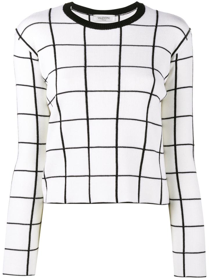 Valentino Grid Intarsia Jumper - White