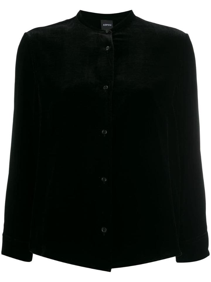 Aspesi Long Sleeved Velvet Blouse - Black
