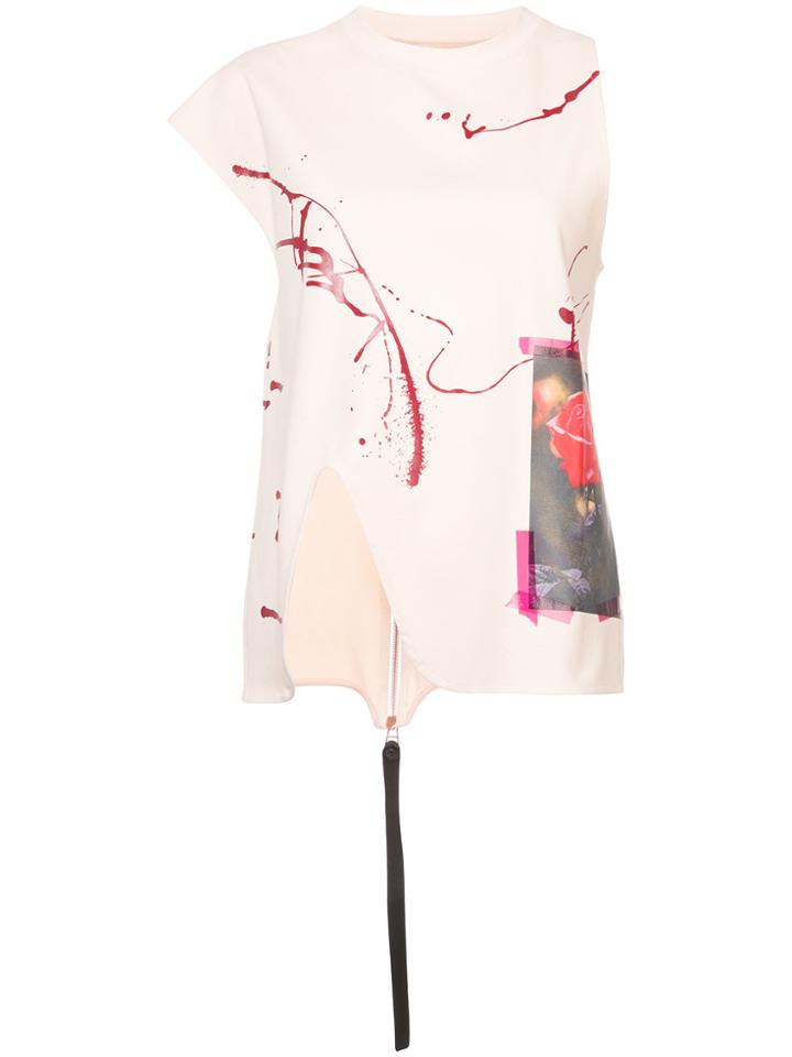 Proenza Schouler Graphic Printed Top With Logo Zipper - Nude &
