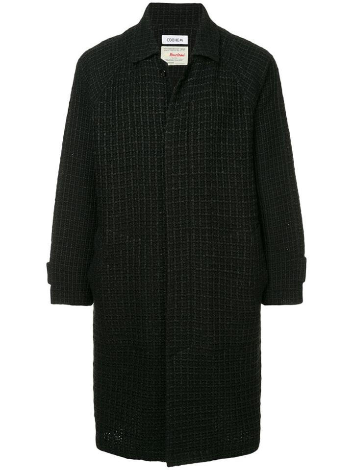 Coohem Check Tweed Coat - Black