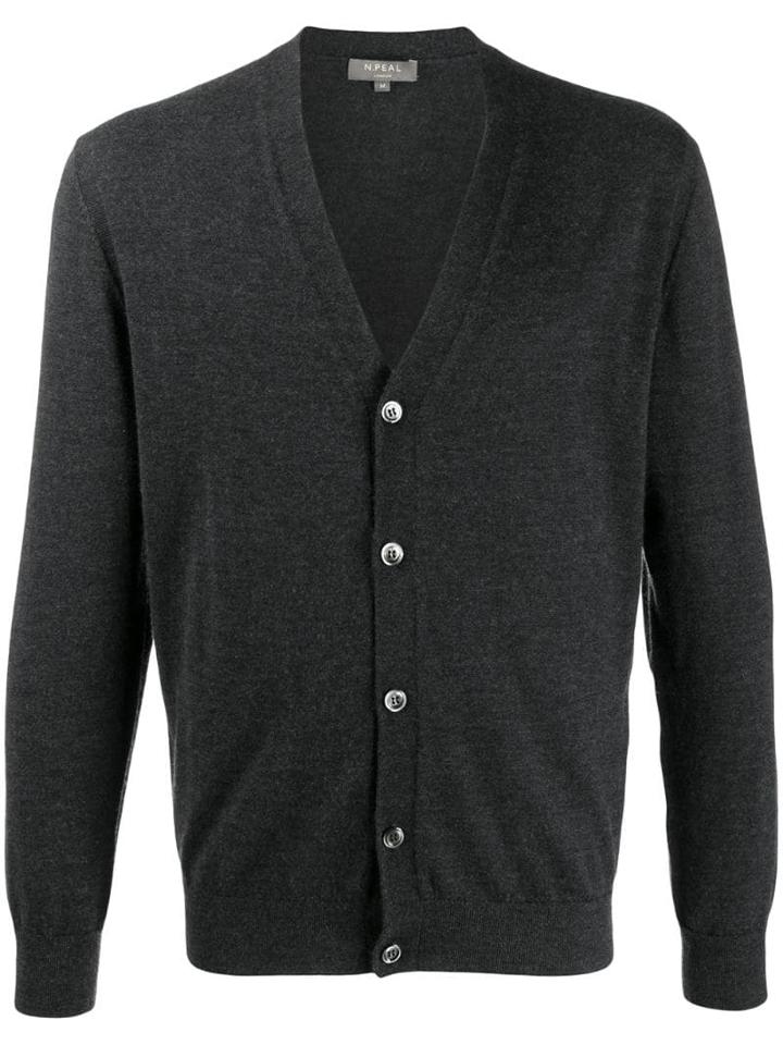 N.peal Gents Fine-knit Cardigan - Grey