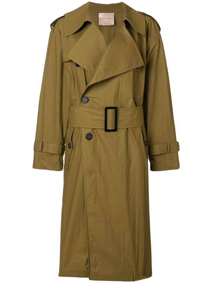 Erika Cavallini Belted Waist Trench Coat - Green