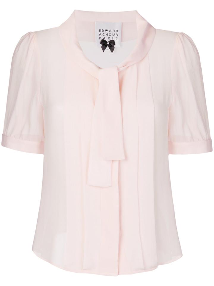 Edward Achour Paris Bow Tie Blouse - Pink & Purple