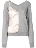 Alexander Wang V-neck Sweater And Camisole Hybrid Sweater - Grey