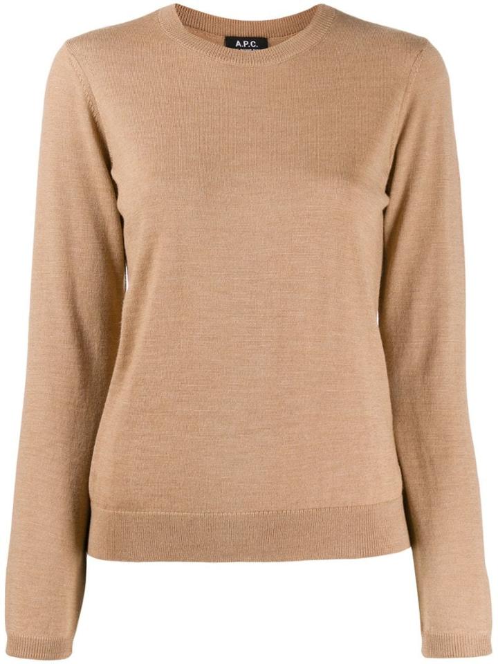 A.p.c. Ribbed Crew Neck Jumper - Neutrals