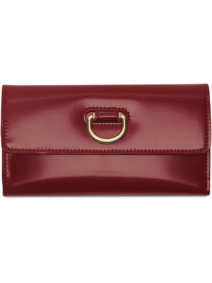Burberry D-ring Patent Leather Continental Wallet - Red
