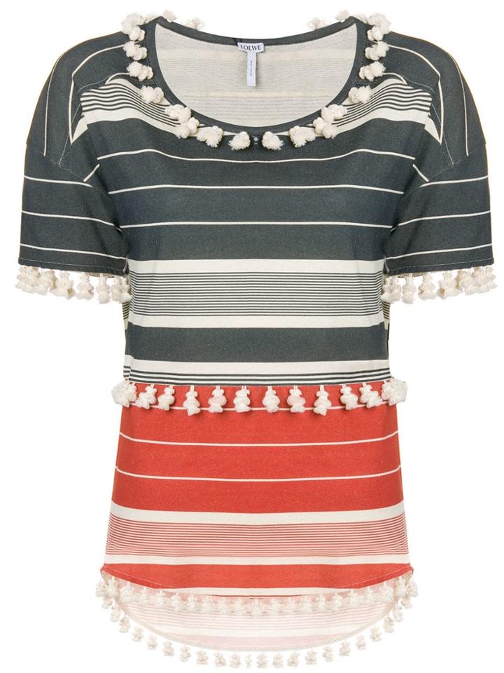 Loewe Striped Pompom T-shirt - Grey