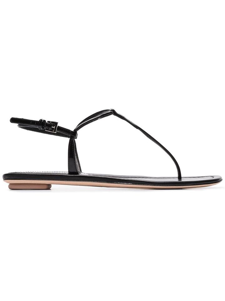 Prada Black Patent Leather Thong Sandals