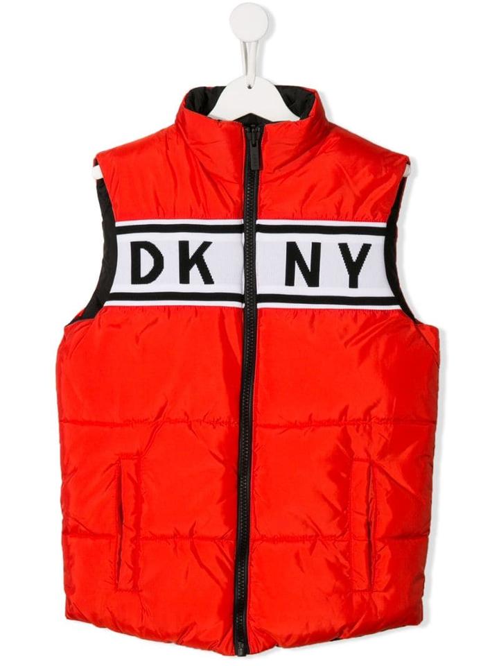 Dkny Kids Contrast Logo Gilet - Red