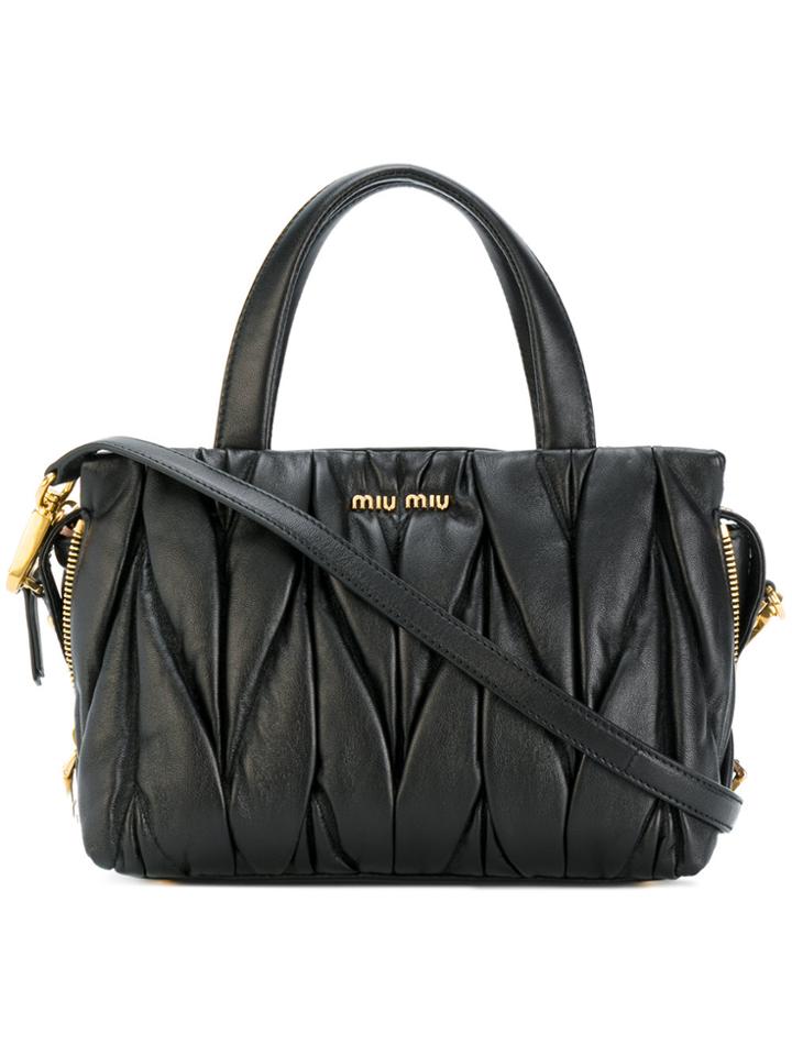 Miu Miu Wrinkled Effect Tote - Black