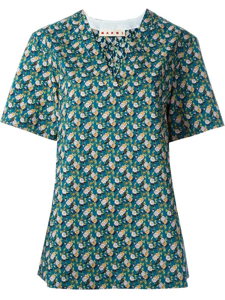 Marni Floral Print V-neck Blouse