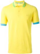 Sun 68 Wide Collar And Sleeve Detail Righe Fluo Polo Shirt, Men's, Size: M, Yellow/orange, Cotton/spandex/elastane