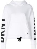 Dkny Sleeve-logo Hooded Sweatshirt - White
