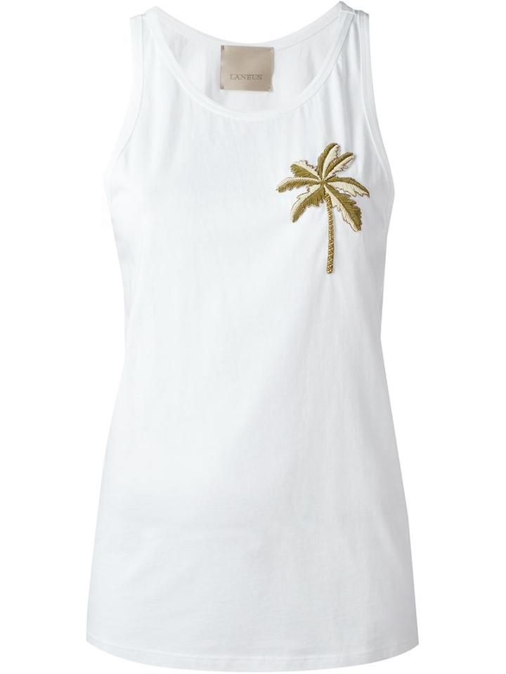 Laneus Embroidered Palm Tree Applique Tank