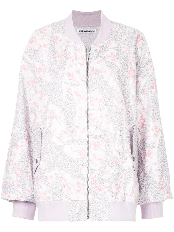 Mikio Sakabe Contrast Floral Print Bomber Jacket - Pink & Purple