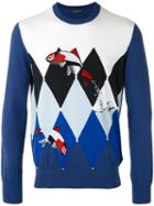 Ballantyne - Fish Intarsia Jumper - Men - Cotton/cashmere - 48, Blue, Cotton/cashmere