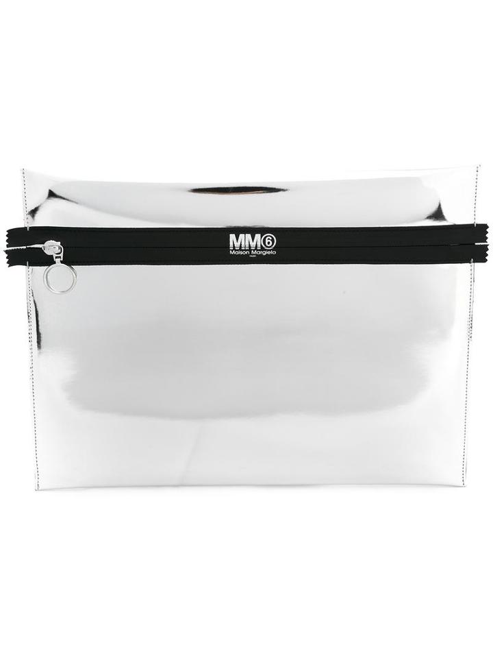 Mm6 Maison Margiela Metallic (grey) Clutch, Women's, Polyester/polyurethane
