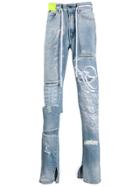 Off-white Distressed Drawstring Jeans - Blue