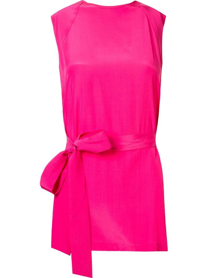 Giuliana Romanno Belted Sleeveless Blouse, Women's, Size: 42, Pink/purple, Silk