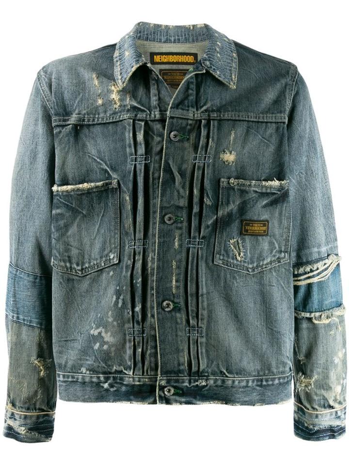 Neighborhood Boxy Fit Distressed Jacket - Blue
