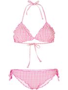 Mc2 Saint Barth Gingham Ruffle Bikini - Pink & Purple